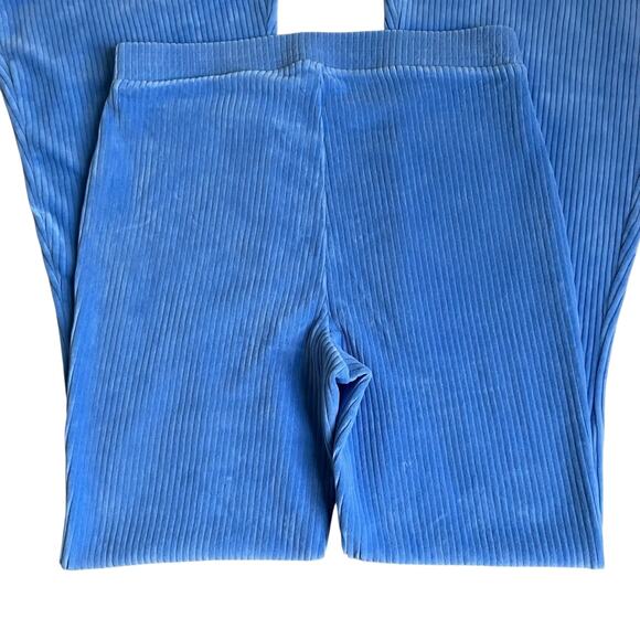 Aerie Sz L Light Blue Groove-on Velour High Waisted Flared Pants Loungewear - Picture 10 of 16